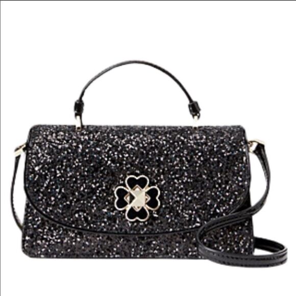 AUTHENTIC KATE SPADE BLACK GLITTER ODETTE MINI CROSSBODY BAG - Picture 2 of 11